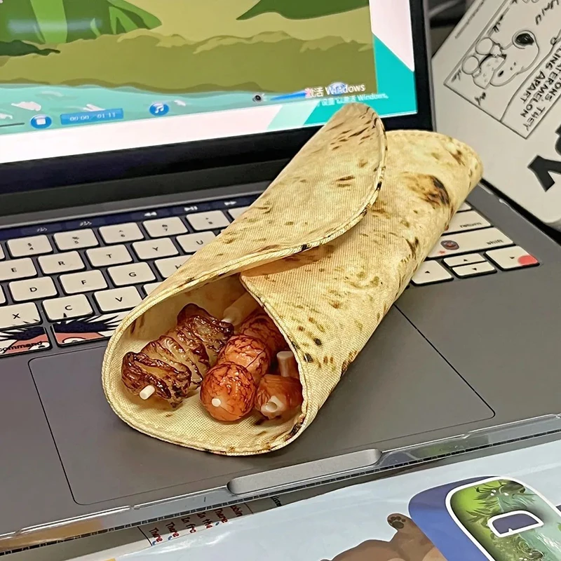 Creative Funny Pancake Shape Multi Functional Storage Bag Simulation Food Ballpoint Pen Stationery Storage Bags School Supplies