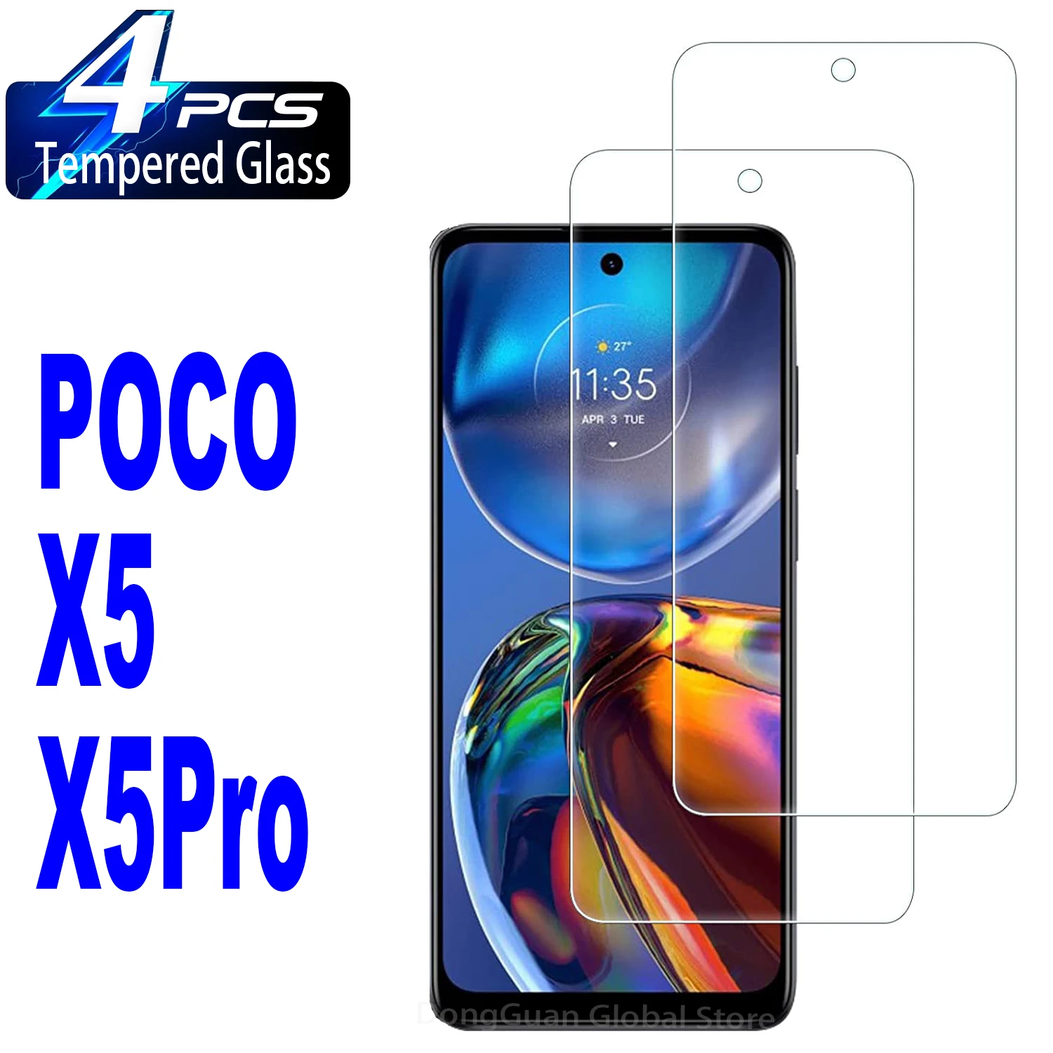 

4Pcs Tempered Glass For Xiaomi POCO X5 X5Pro X3 Pro X3 NFC X4 Pro X3 X4 GT POCO C40 C50 C31 Screen Protector Glass Film