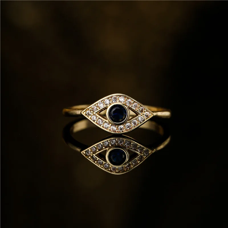 

Trendy Minimalist Copper Plated Gold Color Drop Oil Devil Eye Geometric Open Ring Women's Fashion Party Jewelry Ring