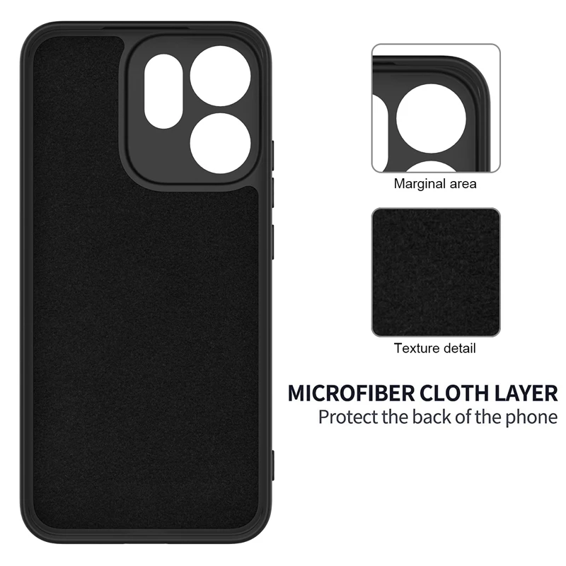 Premium Liquid Silicone Back Cover with Flock Lining and Strap Lanyard