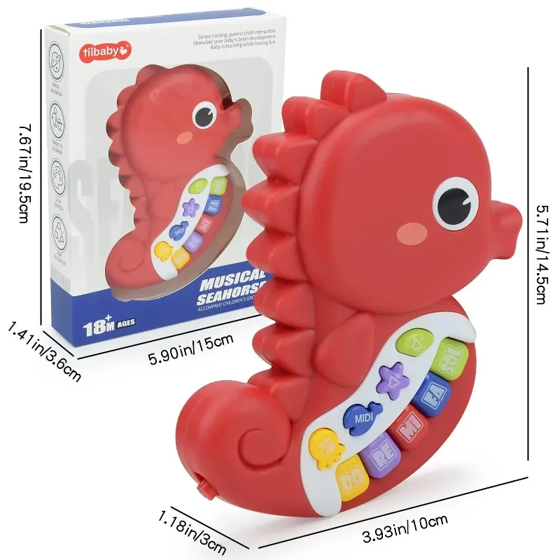 Baby Seahorse Music Toys Children's Electronic Learning Sensory Toys Montessori Music Piano Keyboard Lighting Toys 6