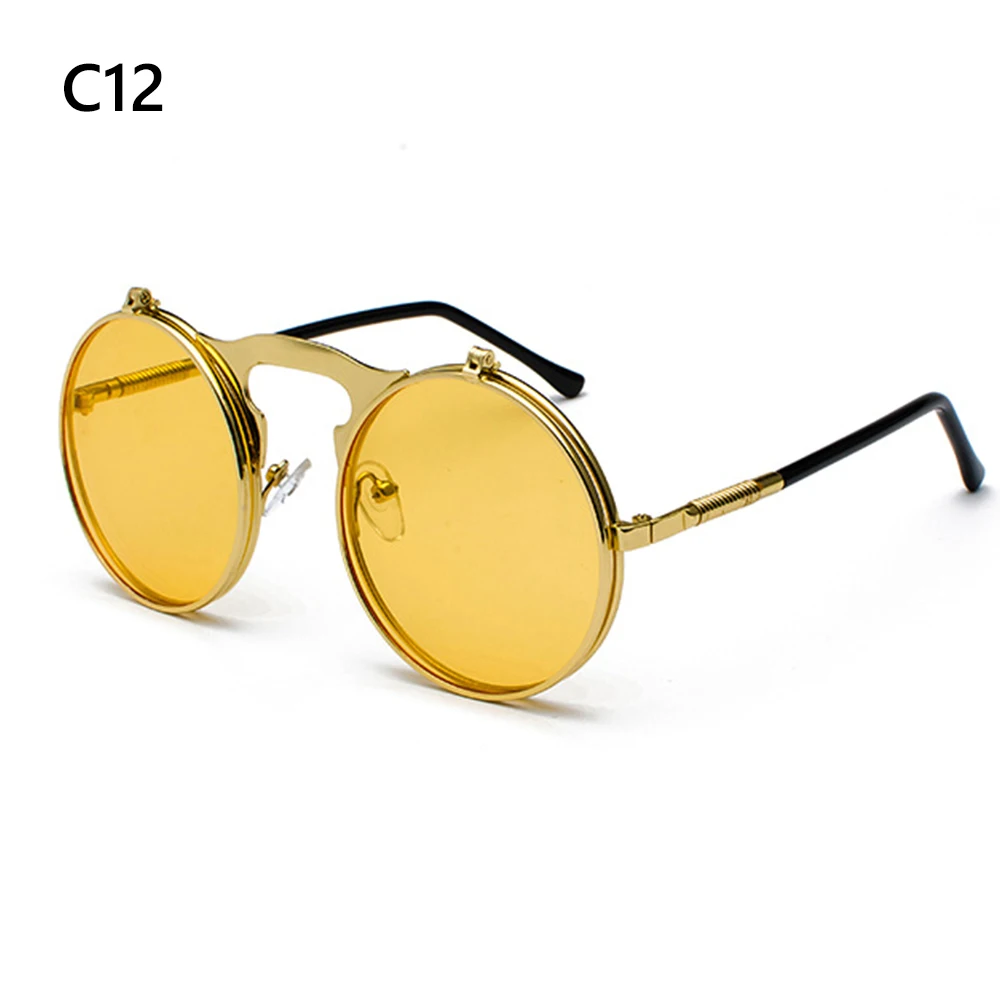 Steampunk Sonnenbrille Retro - Aufklappbare Rundbrille Mit Metallrahmen Im Vintage-Design