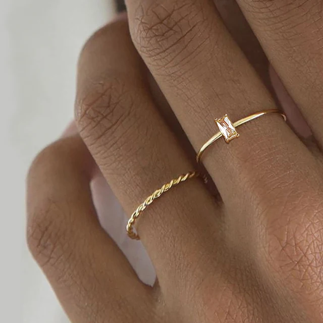89049-798a88.jpg Bague mince Chic en corde torsadée pour femmes, bagues de mariage en métal en acier inoxydable, nouveaux bijoux de fête Vintage simples et élégants