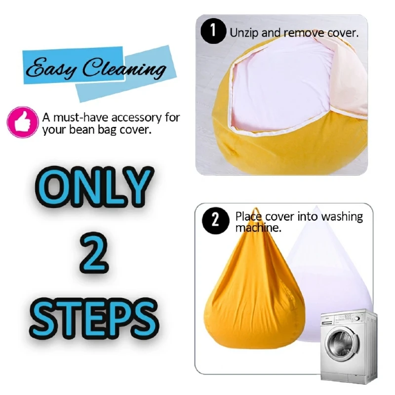 Sofa Bean Bag Chair Sofa Cover Sofa Bag Chair Cover Indoor Cover Soft Bean bag Couch Sofa Bag Cover (No Filling) 4