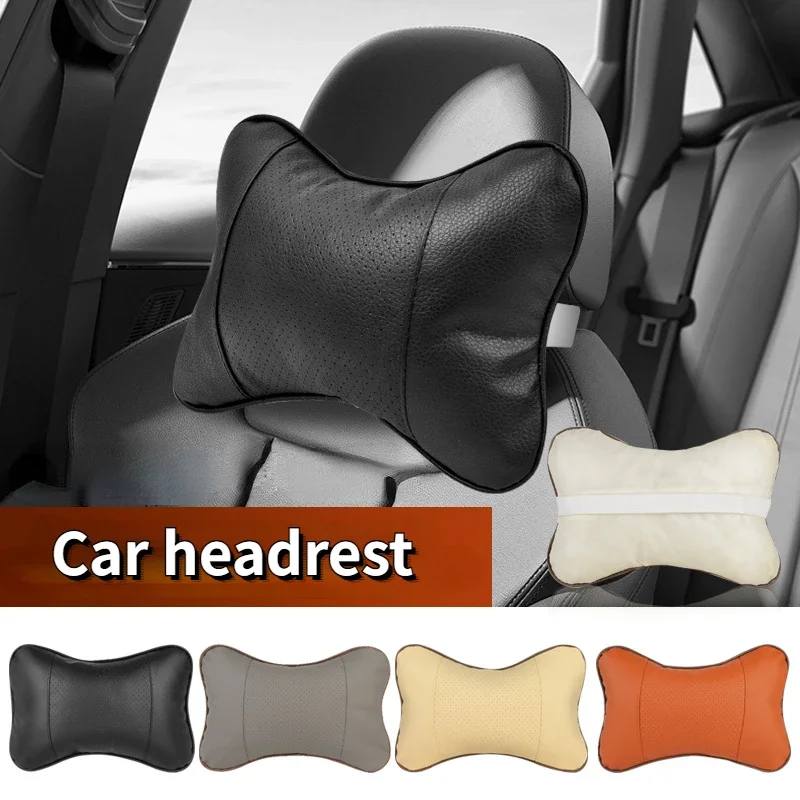 Universal Car Pillow Car Neck Pillows Both Side Pu Leather 1pcs Pack Headrest Head Pain Relief Filled Fiber car pillow car headrest car neck pillow