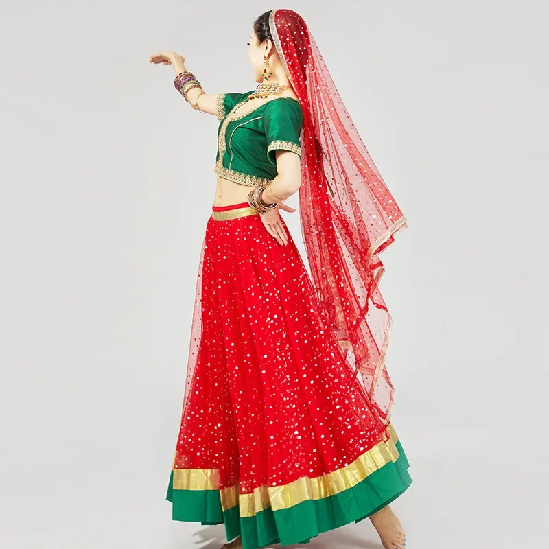 Bollywood Dance Performance Costume Group Annual Meeting Large Performance Costume Slim Fit Swing Lengha Indian Dance Dress