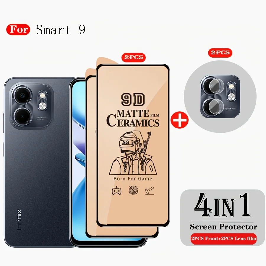 Ceramic Matte Frosted Screen and Lens Protection Film Set - 2pcs Screen Protector + 2pcs Lens Film