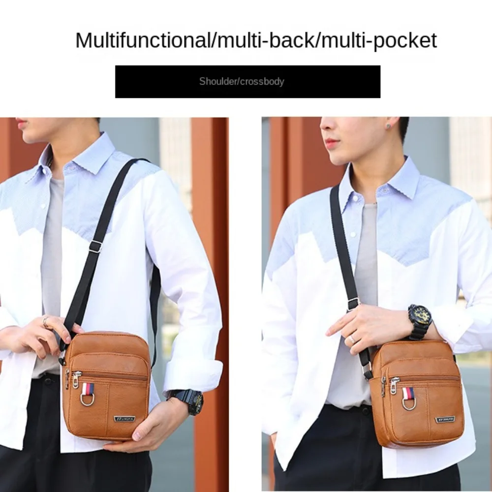 Männer Tasche Casual Braun Schwarz PU Leder Umhängetasche Männer Schulter Messenger Taschen Große Kapazität Wasserdichte Mode Handtasche – Detail 7