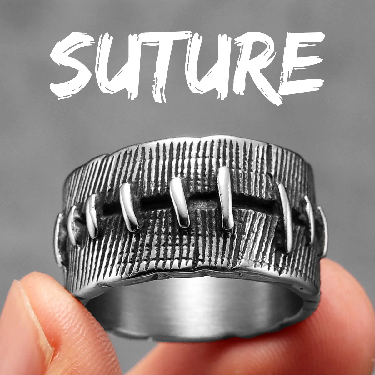thumbnail image 1 of Retro Geometry Texture Men Rings Stainless Steel Women Jewelry Punk New In Stranger Things Fashion Accessories Gift Wholesale, 1 of 5