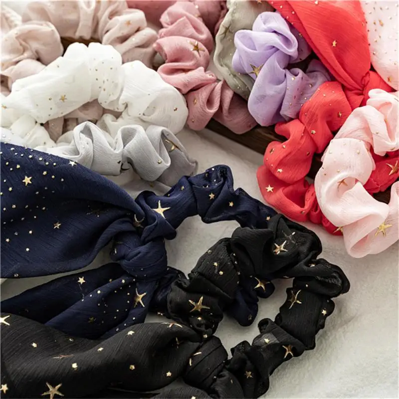 Santa Claus Bows Hair Scrunchies Long ribbon Ponytail Scarf Hair Tie Women Girls Elastic Bands Christmas Accessories