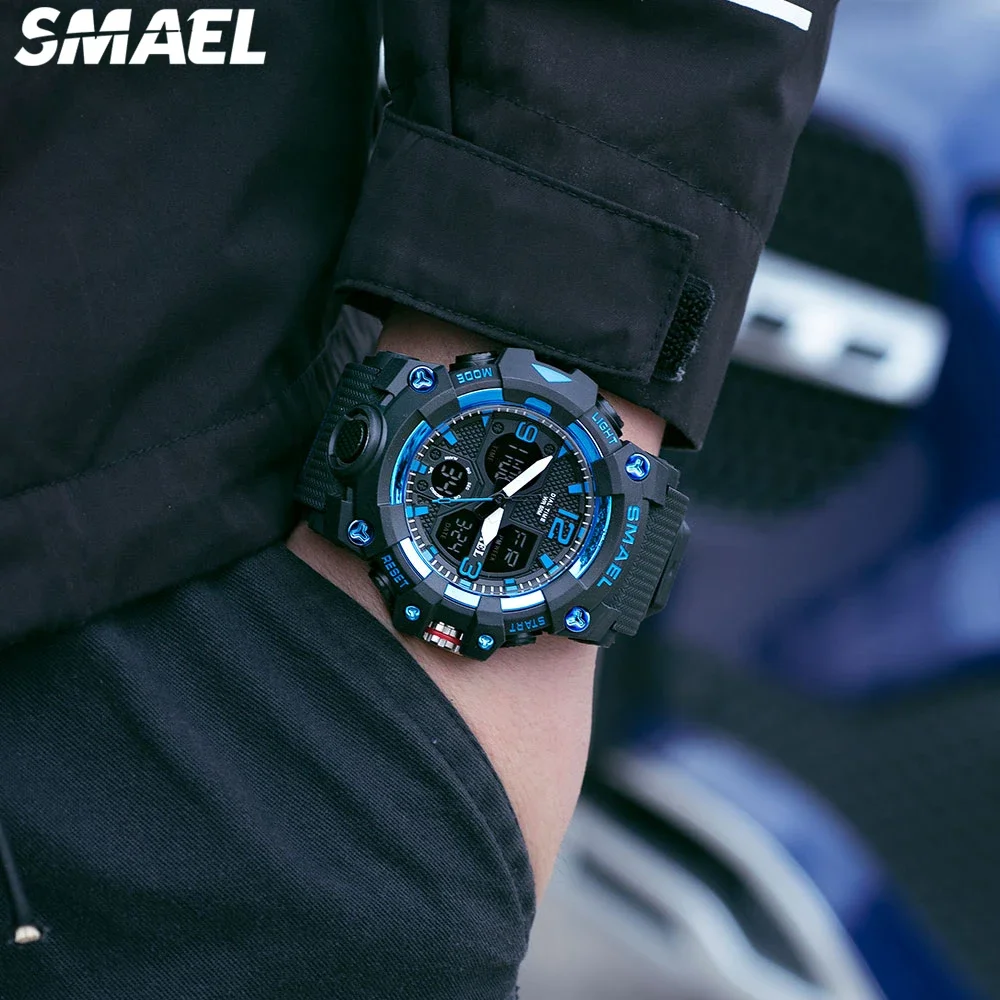 SMAEL 8008 Electronic Watch Outdoor Sports Alarm Clock Time Reporting Swimming Waterproof Electronic Watch 5
