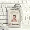 Card Holder Acrylic Clear Dual Slot Elastic Keychain Protector for ID Access Transit Badge Meal Cards 4