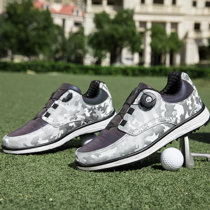 Hot Sale Professional Golf Shoes Men Outdoor Anti-Skid Quick Lacing Golf Spikes Sneakers Breathable Waterproof Luxury Shoes