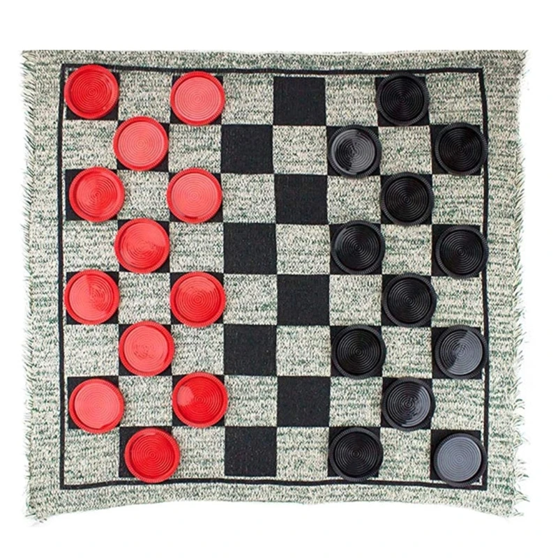 

Home Jumbos Checkers 3 in 1 Giant Checkers Set Game Rug Board Game with Reversible Game Mat for Indoor Outdoor Family