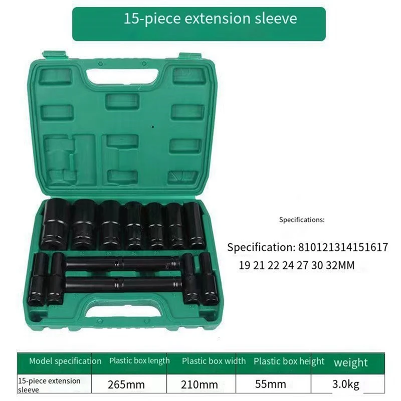 

Impact Socket Set 1/2 Drive -15PCS-Metric Size (10-32Mm) Sockets 6 Point Hex Design Durable Easy Install Easy To Use