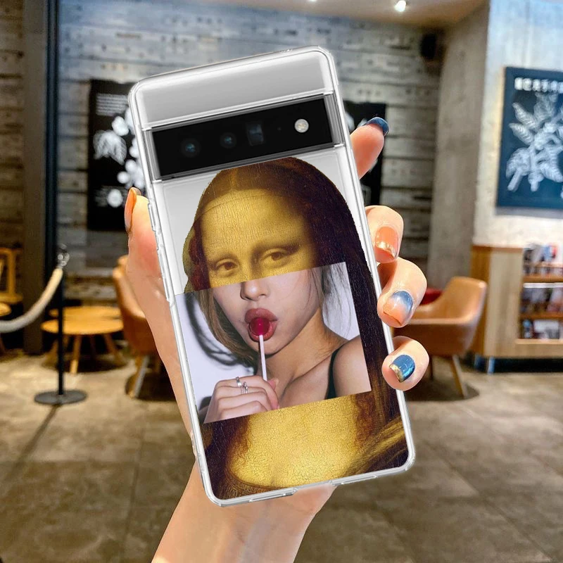 Artistic David & Mona Lisa Clear Phone Case - Soft TPU Cover