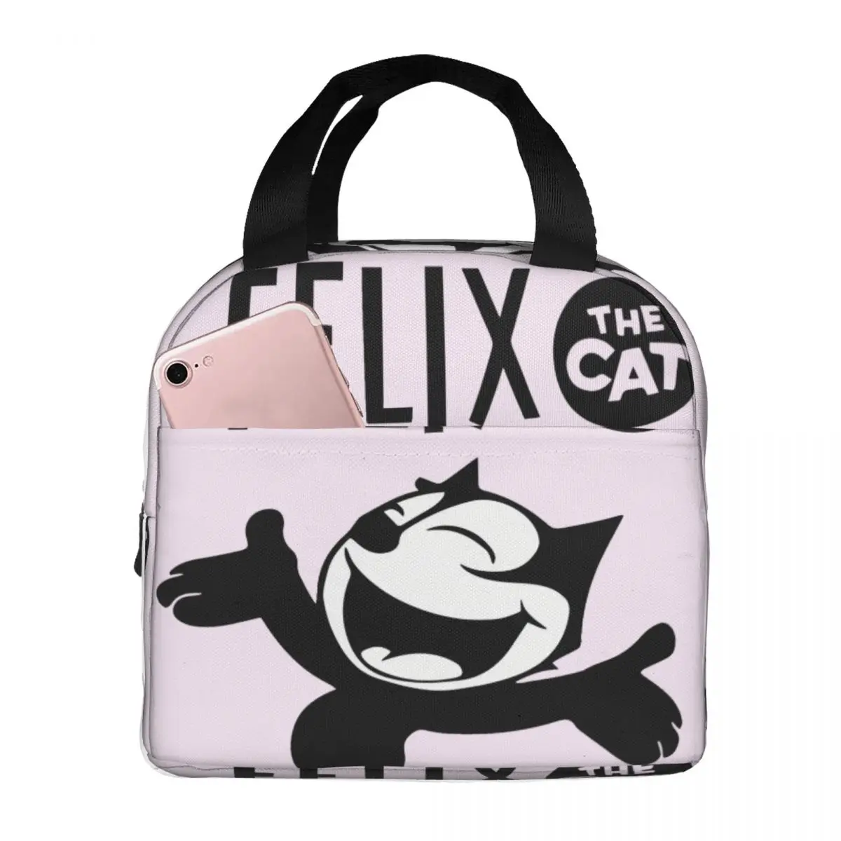 

Thermal Lunch Boxes Fans Zipper Closure F-Felix The Cat Cartoon For Outdoor Travel Storage Bags Female