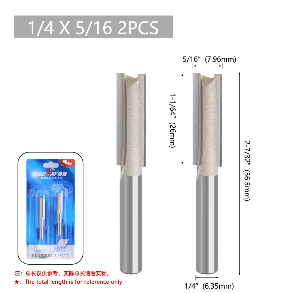 Tideway Straight Router Bits Schaft Doppel flöte Tauch fräser Hartmetall Holz bearbeitung Trimmen Schlitz werkzeug – Detail 8
