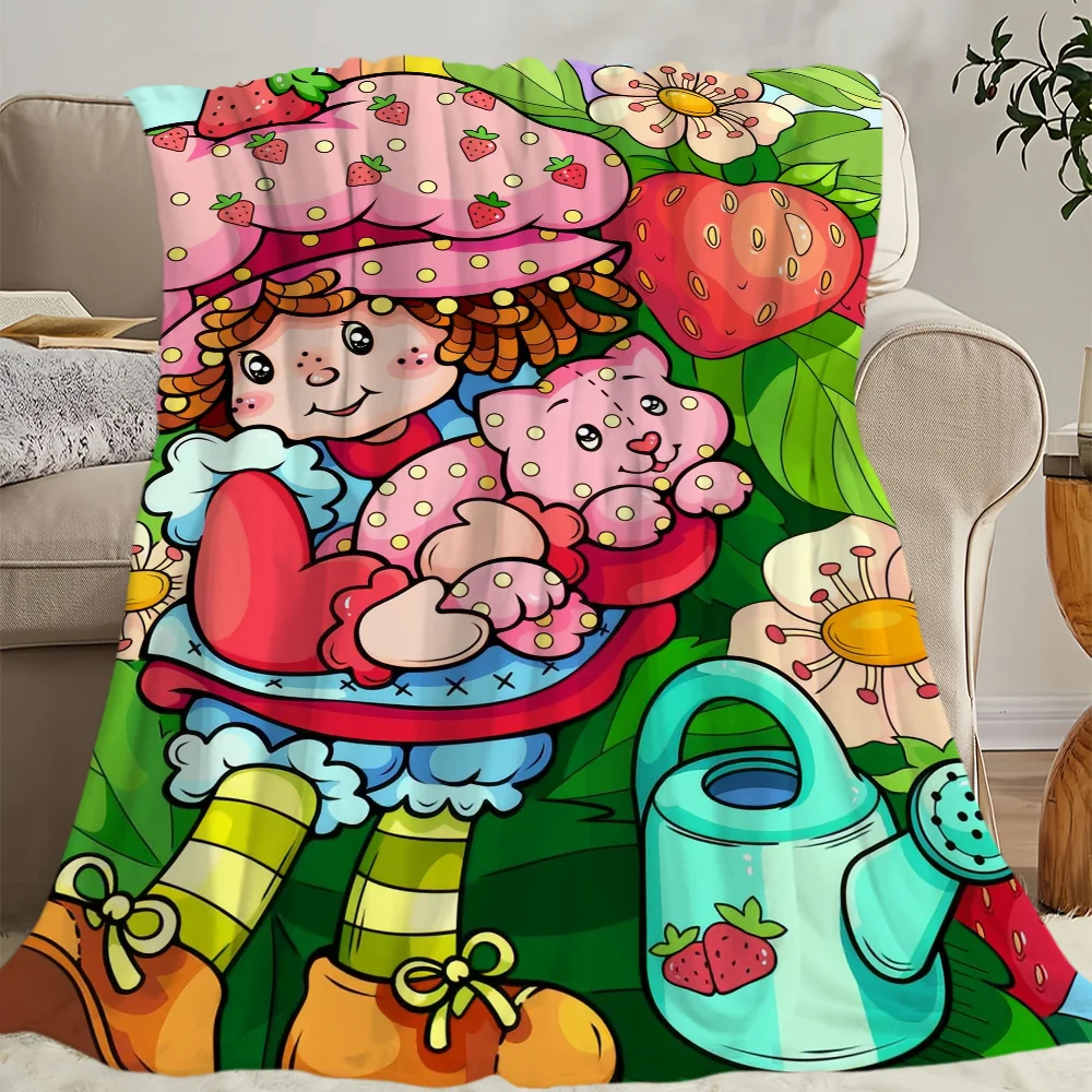 Cute S-Strawberry S-Shortcake Blanket Skin friendly comfort warm soft plush blanket suitable sofa living room office bedroom 6
