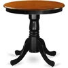 Eden Kitchen Table - a Round Dining Table Top with Pedestal Base, 30x30 Inch, Mahogany & Linen White 4