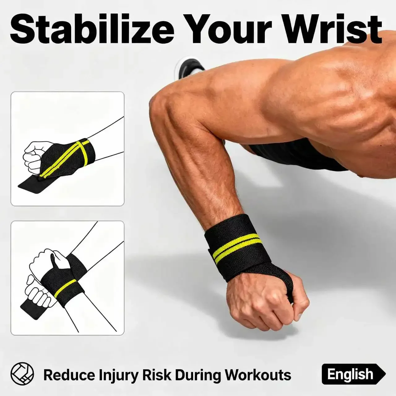 VBOSI Heavy Duty Adjustable Wrist Brace for Powerlifting and Injury Prevention