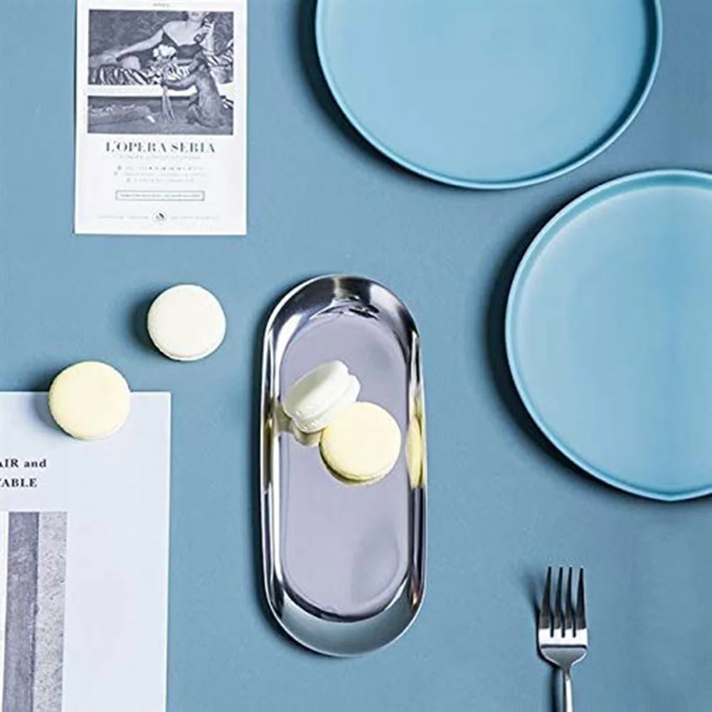 Stainless Steel Tray Decoration Storage Earrings Sorting Multi Size Bathroom Bedroom Home Rust Proof