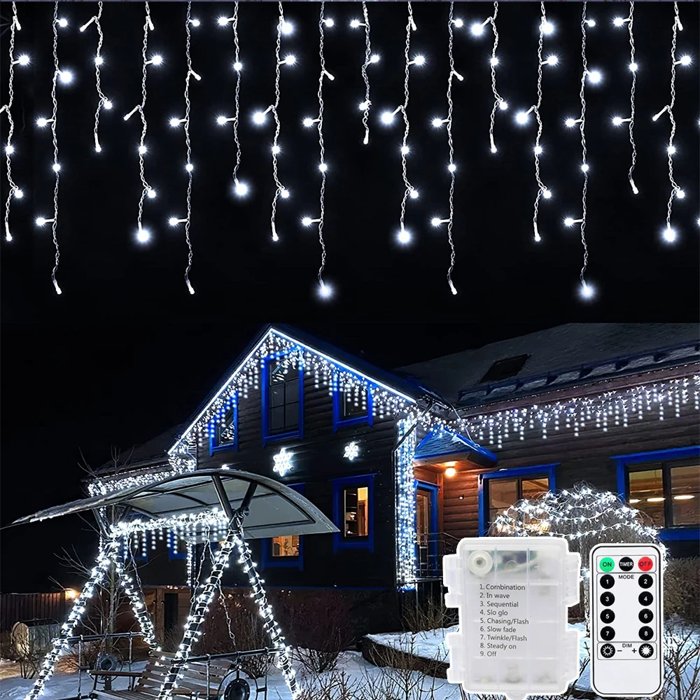 3.5m Icicle Curtain Lights Battery/USB Powered Window Light Sring Drop 16lines 96leds for Wedding Birthday Party Courtyard Fence |
