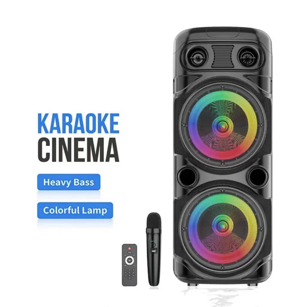 

Caixa De Som Dual 8-inch Bluetooth Speakers Outdoor High Power Portable Wireless Karaoke Subwoofer 3D Stereo Surround Speaker FM