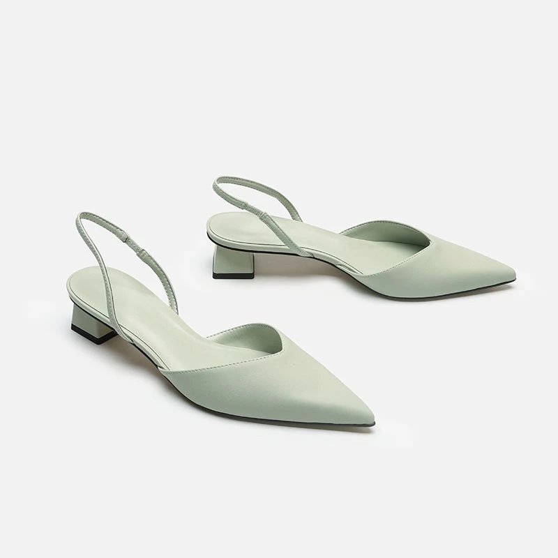 2021 Summer Pointed Toe Ladies Summer Sandals Thick Heel Autumn Women's Shoes Fashion Ladies Plus Size Ladies Mules