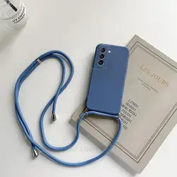 Crossbody Necklace Strap Liquid Silicone Phone Case with Lanyard Cord - S20 FE (Ytgs lavender gray)