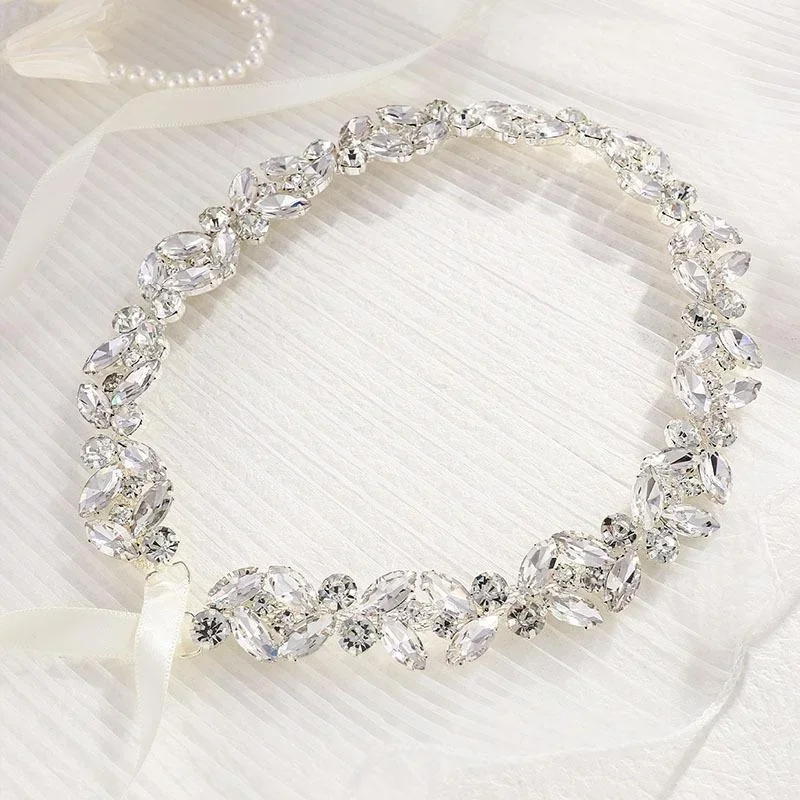 JLZXSY Silver Marquise Rhinestone Chain Wedding Waistband Belts Brilliant  Crystal Bridal Sash for Bridesmaid Dress Bride Belt - AliExpress 200000297