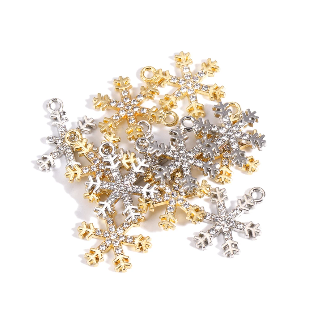 10 Stück gemischte Weihnachten Schneeflocke Charms Anhänger für Ohrringe Anhänger Armband machen Weihnachten Charms DIY Schmuck Zubehör – Detail 2