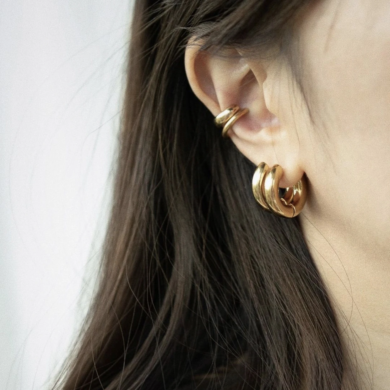 Huggie – boucles d'oreilles créoles épaisses en acier inoxydable, 2 paires,  anneaux minimalistes en métal couleur or et argent pour femmes, Piercing en  petit cercle | AliExpress