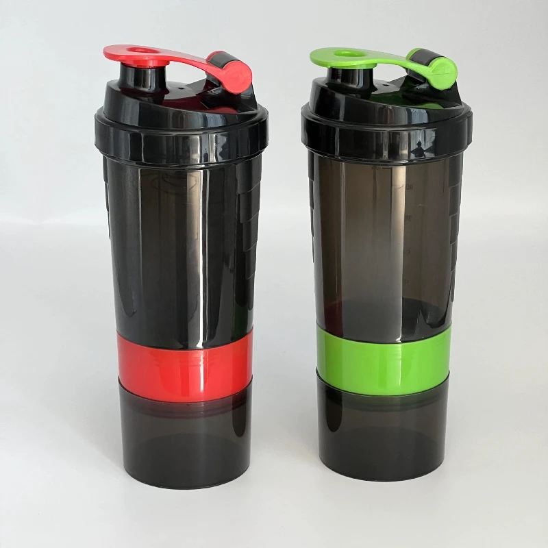 3 Layers Shaker Protein Bottle Powder Shake Cup Water Bottle Plastic Mixing Cup Body Building Exercise