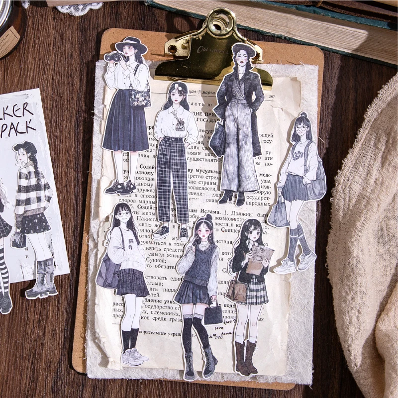 저널 GO 10pcs 노트북 기타 가방에 대 한 패션 소녀 복장 스티커 모바일 DIY 공예 우아한 레이디 저널 Scrapbooking 데 칼
