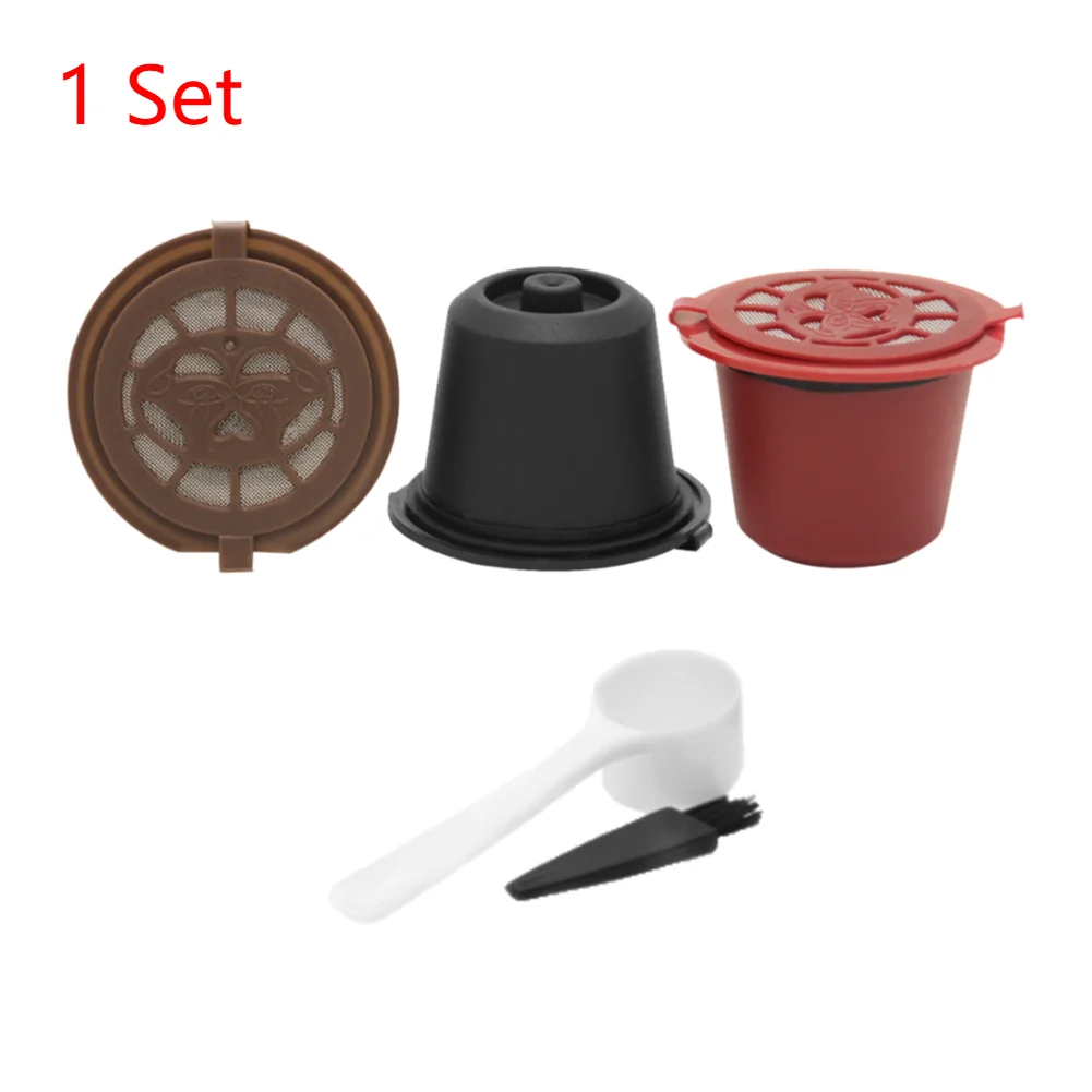 3/6pcs Coffee Filter Cup Refillable Reusable Coffee Capsule Pod Compatible with Nespresso Machine with Brush Spoon