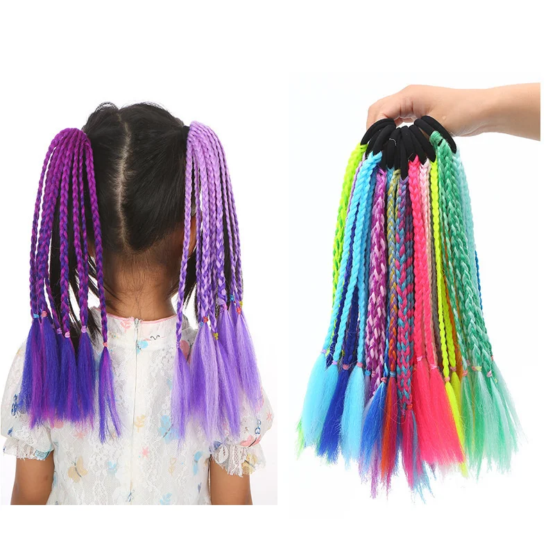 1 PC Neue Mädchen Schmutzige Zöpfe Bunte Twist Tie Perücken Pferdeschwanz Stirnbänder Gummibänder Kinder Haar Zubehör Prinzessin Kopfbedeckungen – Detail 11