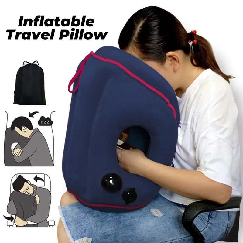 Inflatable Travel Sleeping Bag Portable Cushion Neck Pillow For Men Women Outdoor Airplane Flight Train Sleeping Easy