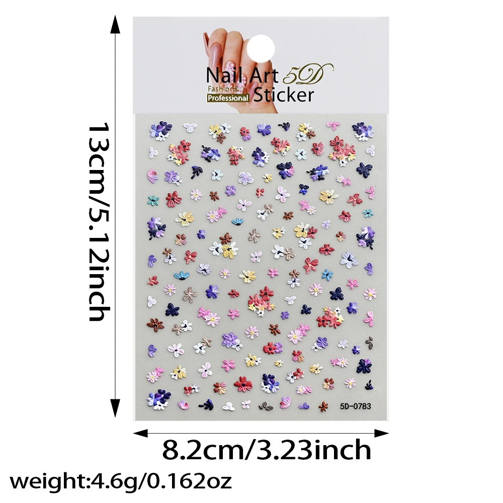 2pcs 5D 카스구나노 꽃 미니 봄 네일 스티커 다채로운 야생화 달콤한 네일 아트 데칼 여름 접착제 매니큐어 데코라