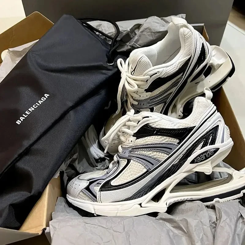 Viral Case Suspension Shock Absorption Patchwork Men Damping Spring Vulcanize Shoes Bottom Heightened Mesh Dad Platform Sneakers