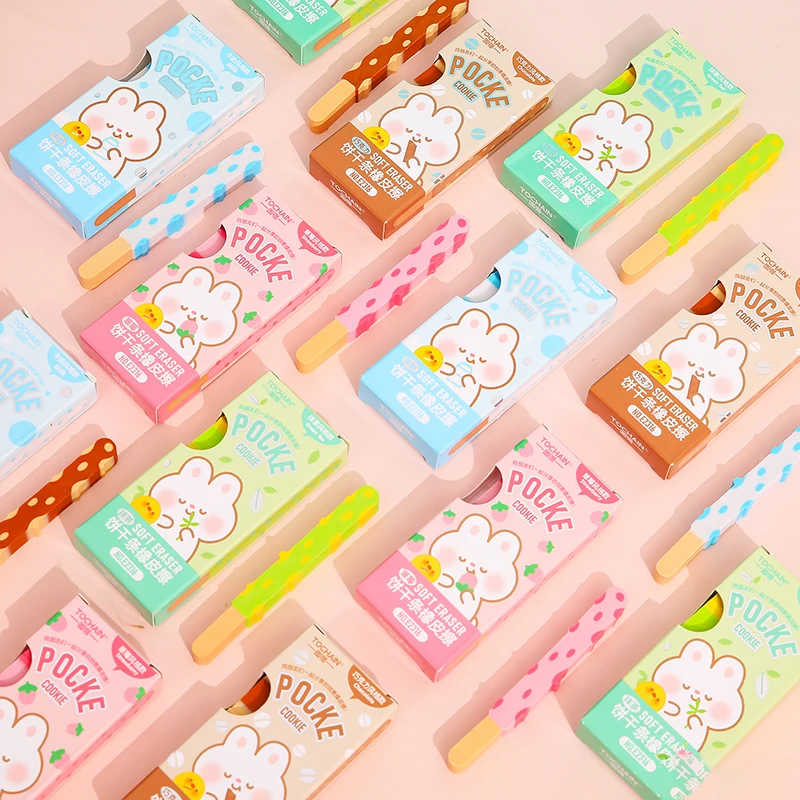 4pcs/box Creative Cookie Shaped Eraser Kawaii Cartoon Pencil Eraser for Kid Writing Drawing Tool Korean Stationery School Office 1