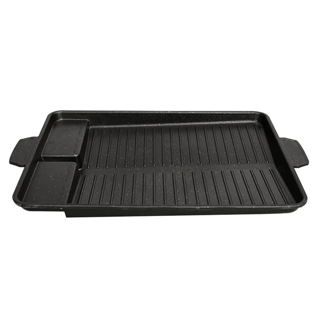 Grill Pan Non-stick Smokeless Barbecue Tray Stovetop Plate for Indoor –  Kitchen Groups