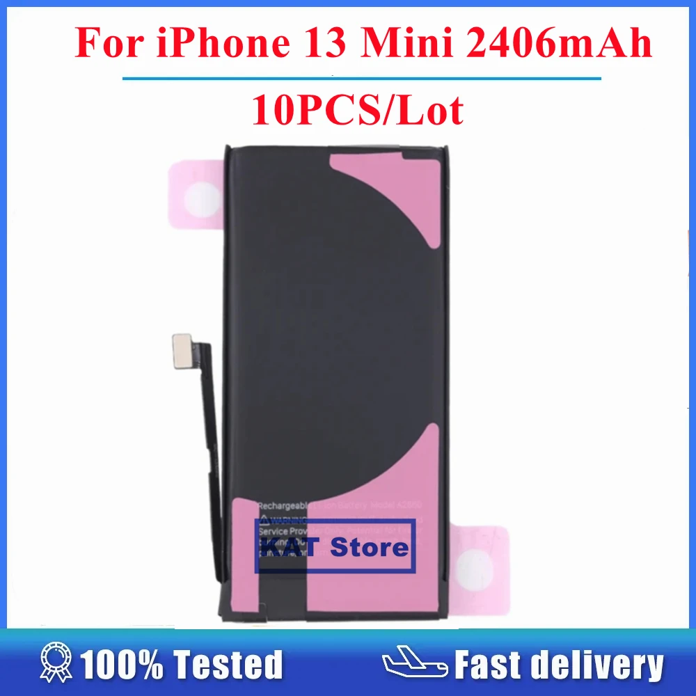 

10PCS/Lot For iPhone 13 Mini Battery A2660 3.88V 2406mAh Replacement Spare Parts With Easy Remove Sticker