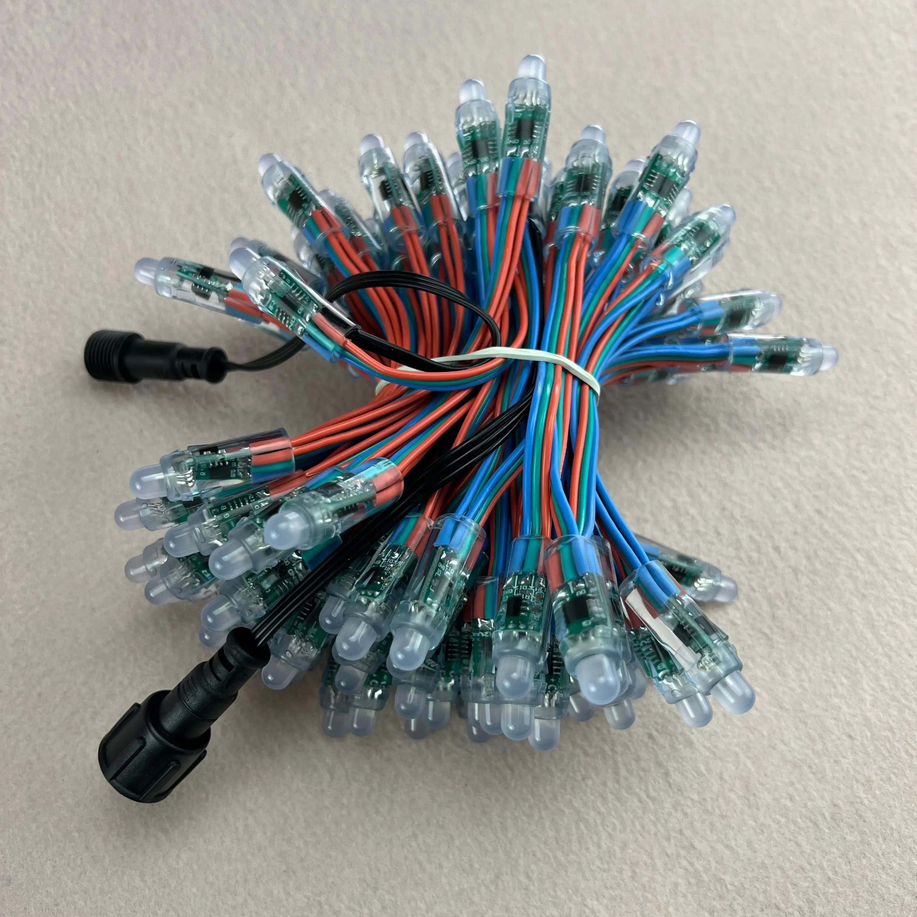 18AWG wire 100pcs/string DC12V 12mm WS2811 addressable RGB led