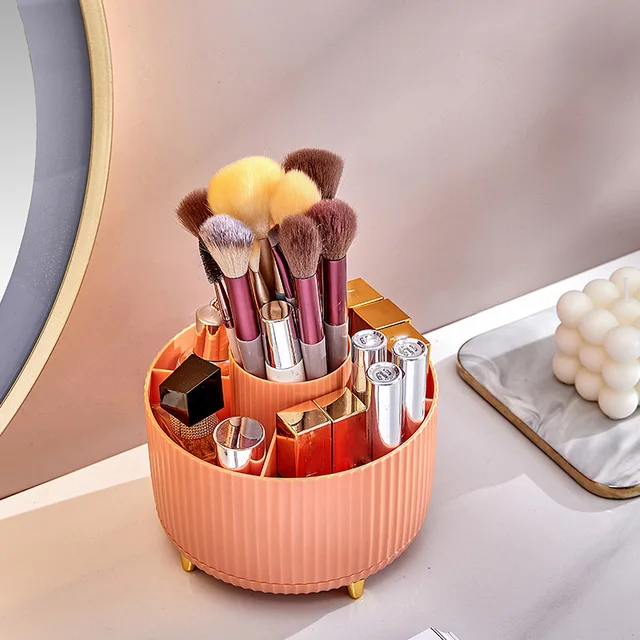 Large Capacity 360° Rotating Makeup Brush Storage Box Desktop