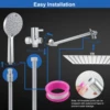 2-IN-1 Bathroom Shower Combo High Pressure Rainfall Shower Head with Extension Arm Handheld Shower Head with Wall Bracket Hose 4