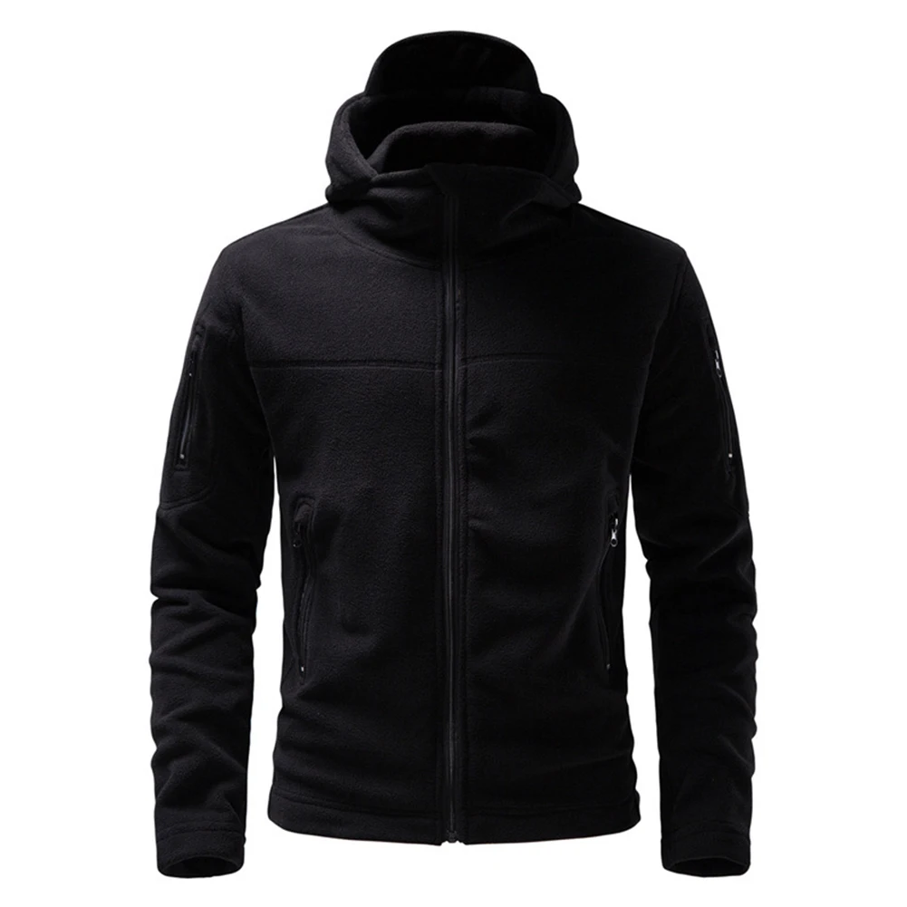 

Men Coat Slim Soft Solid Top Casual Classic Cotton Blend Easy Care Fleece Full Sleeve Hooded Jacket Comfortable