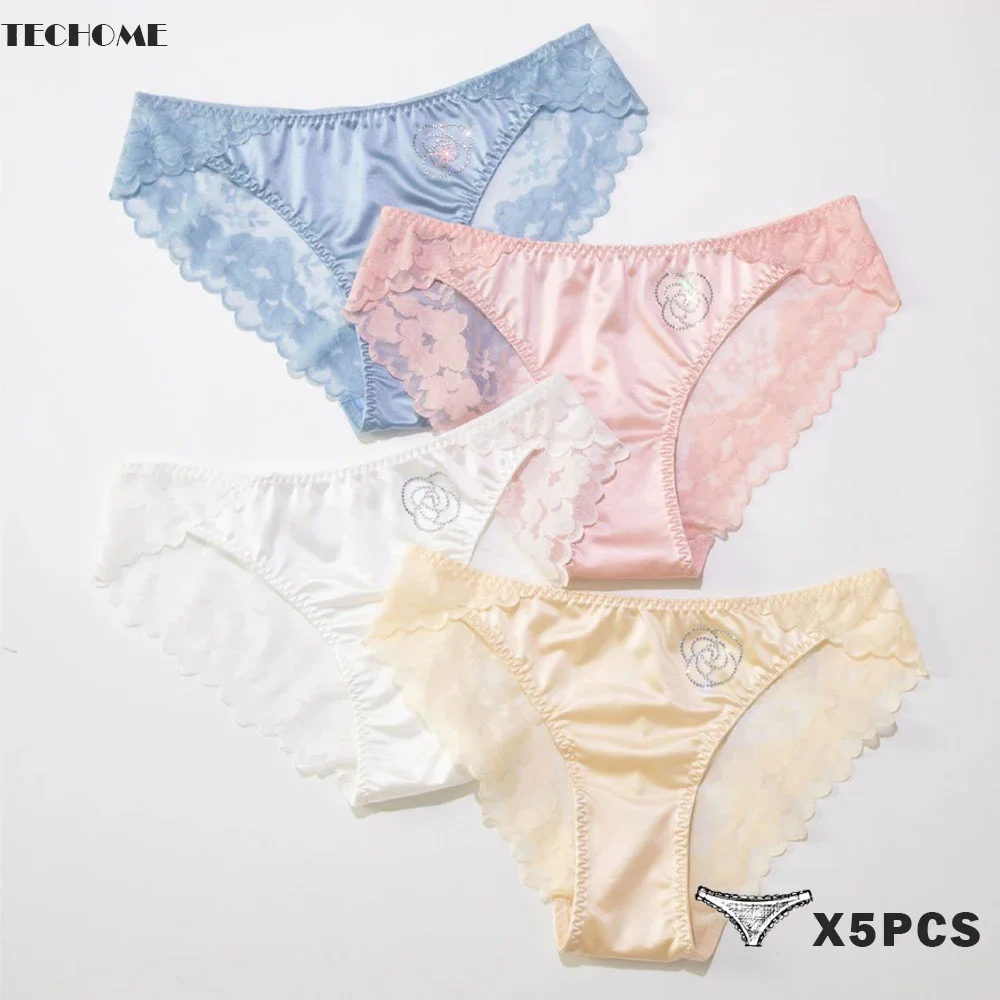 

5 шт., женские кружевные трусы бриллианты, с заниженной талией