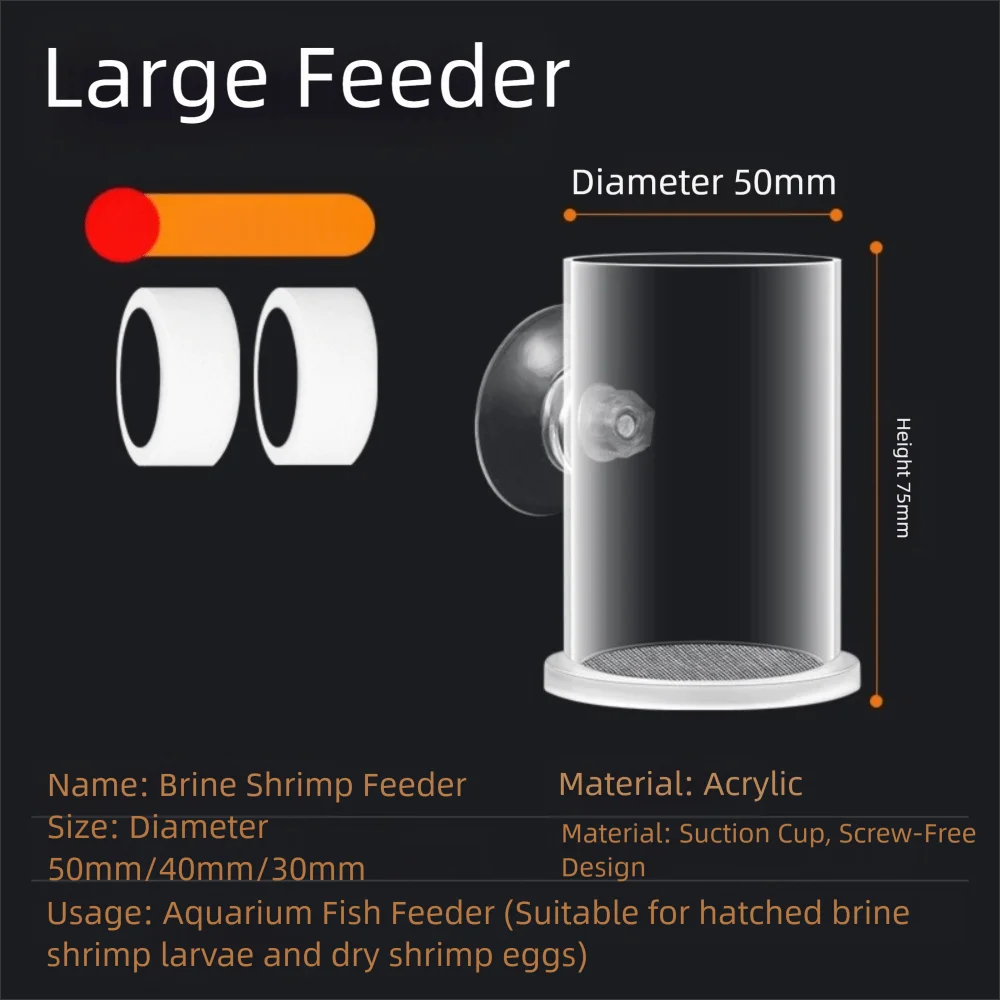 Acrylic Transparent Fish Feeder with Suction Cup for Aquariums