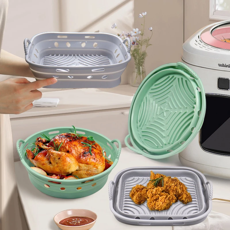 Square Air Fryer Silicone Liners 8 Inches Reusable Airfryer